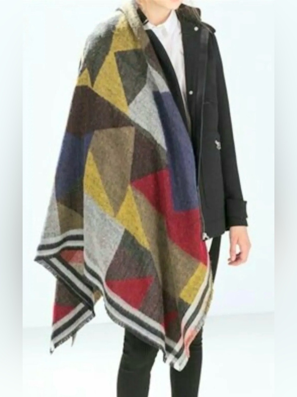 Nordstrom BP Oversized Blanket Scarf Geometric Diamond Pattern Wrap Shawl Cozy